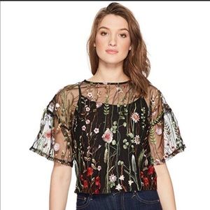 NWT Romeo & Juliette Sheer Embroidered Top S